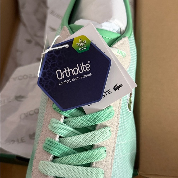 NWT in box Sz 9.5 Lacoste For FP Mvmt Club Low Sneakers green /off white combo - Picture 6 of 9